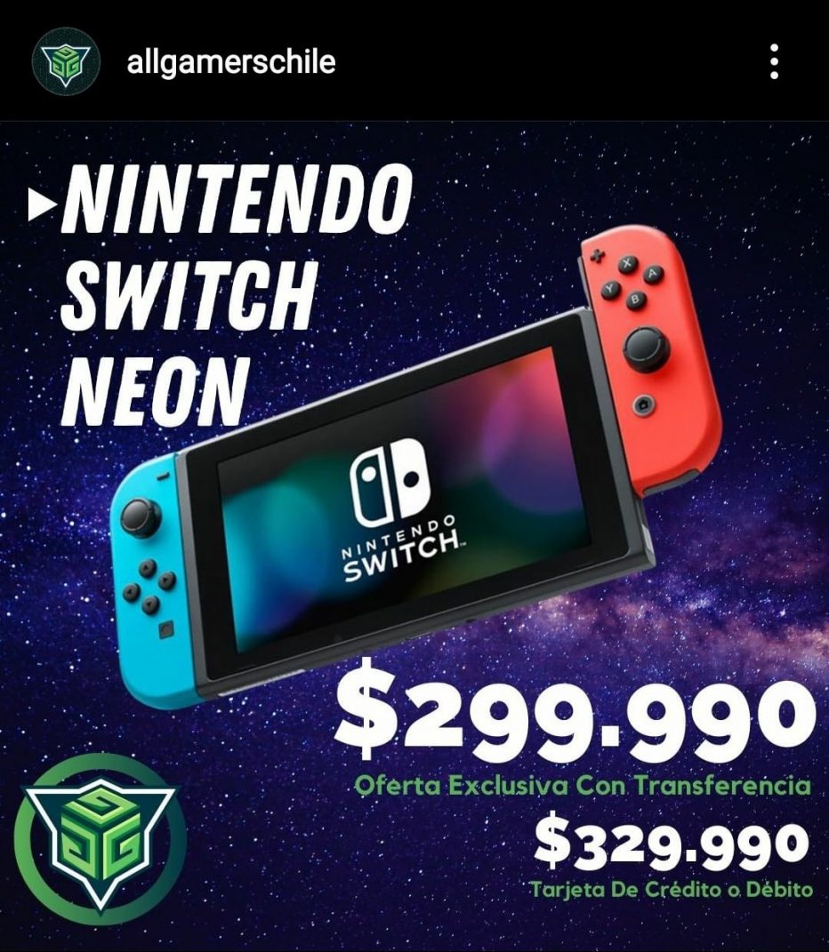 Nintendo Switch Neon v2 a $299.990