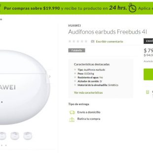 Audífonos Huawei Freebuds 4i a $79.990 en Falabella