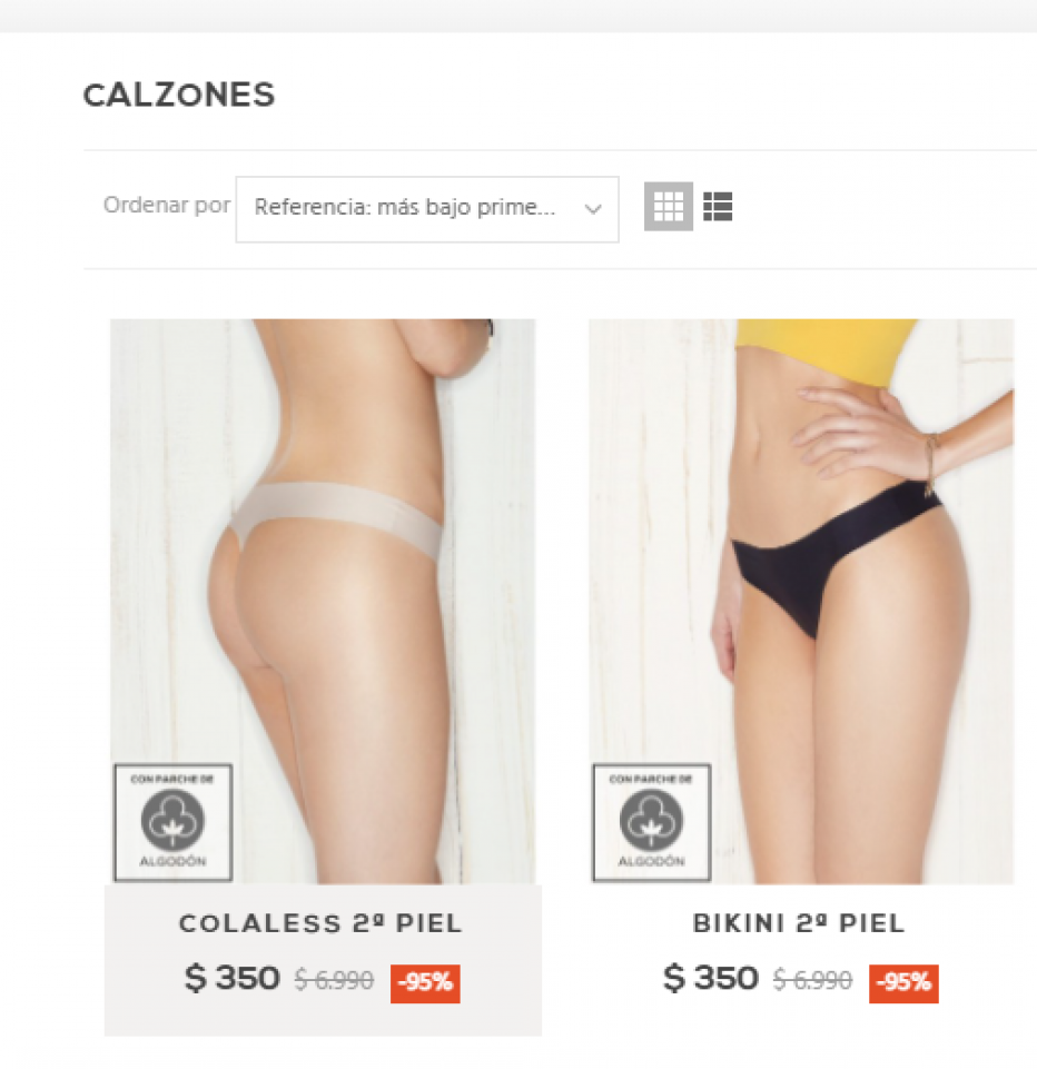 Ropa interior a $350 en Daily
